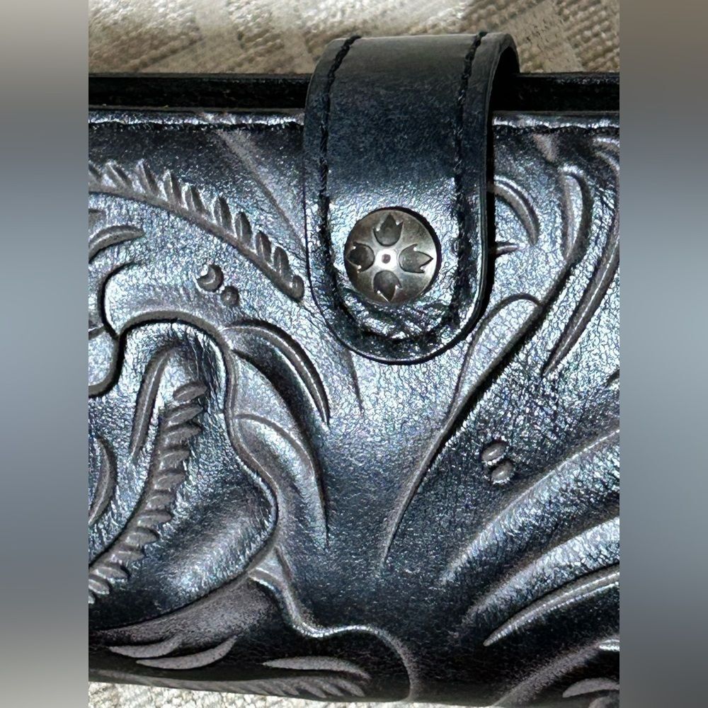 Patricia Nash Marotta Card Holder Wallet Style Hand tooled Black - Picture 3 of 10
